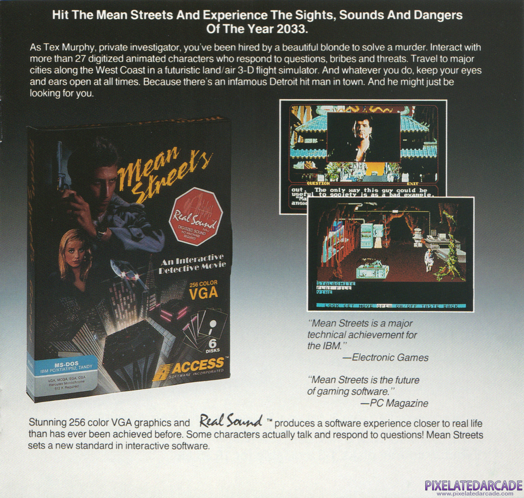 Mean Streets Advertisement: Mean Streets in the Access Software product catalog