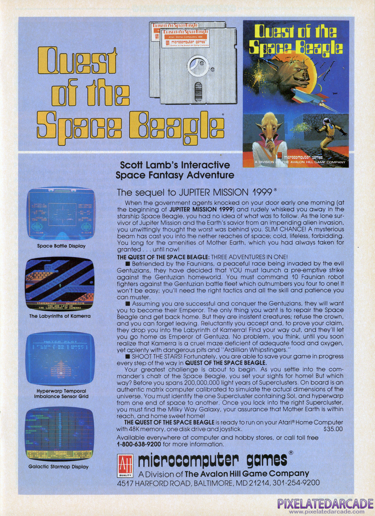 Quest of the Space Beagle Advertisement: October 1984 magazine ad
