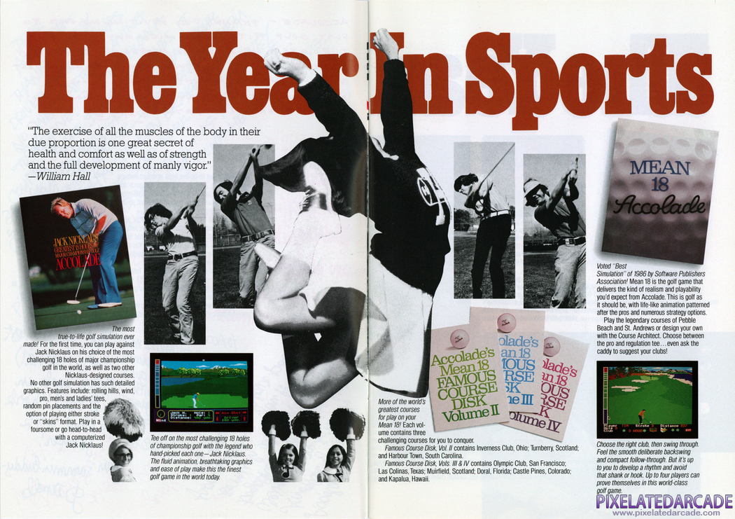 Jack Nicklaus' Greatest 18 Holes of Major Championship Golf Advertisement: Accolade 1988-1989 product catalog Jack Nicklaus' Greatest 18 Holes of Major Championship Golf Advertisement: Accolade 1988-1989 product catalog