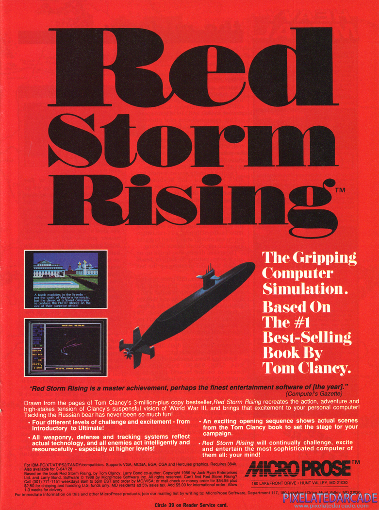 Red Storm Rising Advertisement: Summer 1989 magazine ad