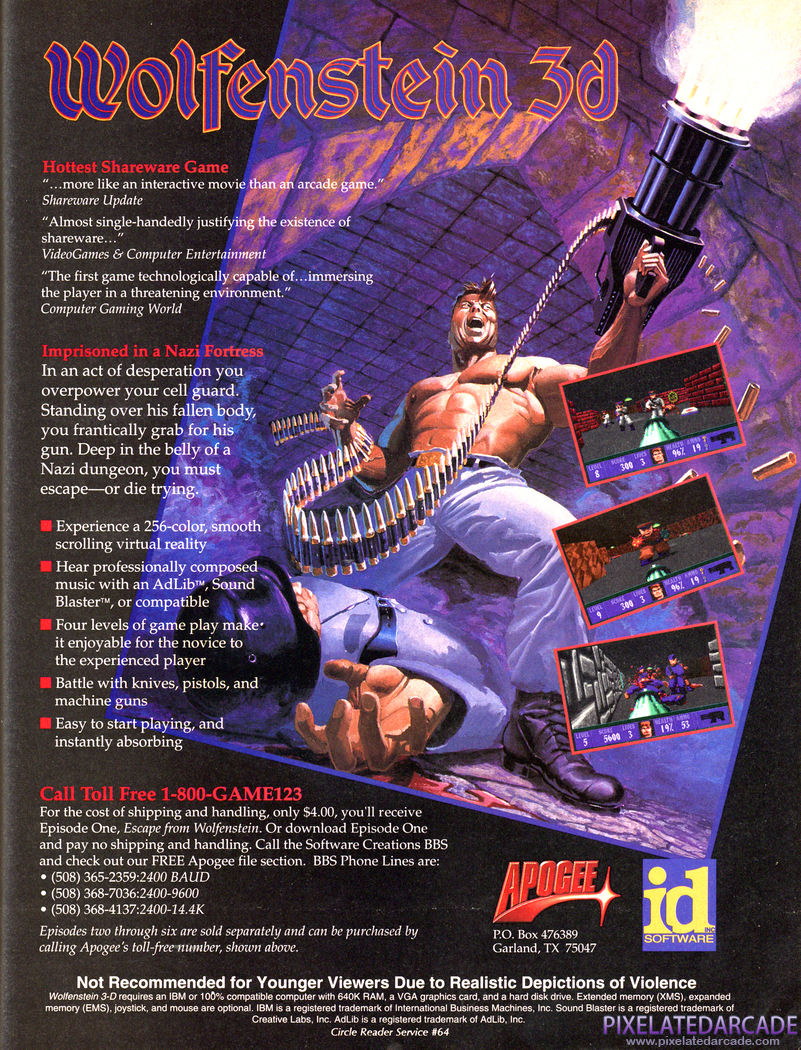 Wolfenstein 3D Advertisement: December 1992 magazine ad