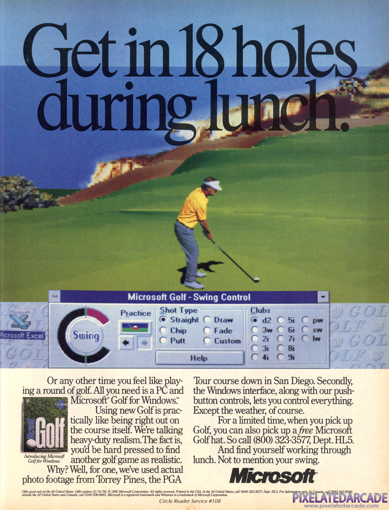 Microsoft Golf Advertisement: December 1992 magazine ad
