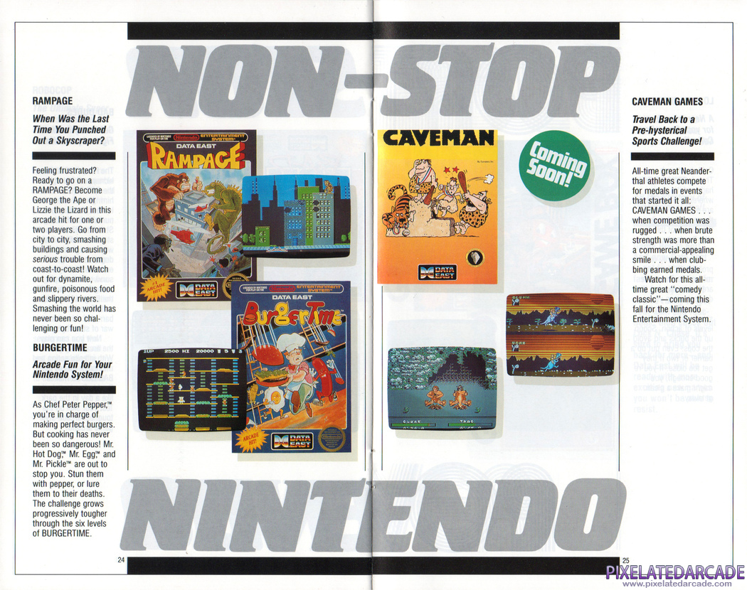 BurgerTime Advertisement: Data East 1990 product catalog