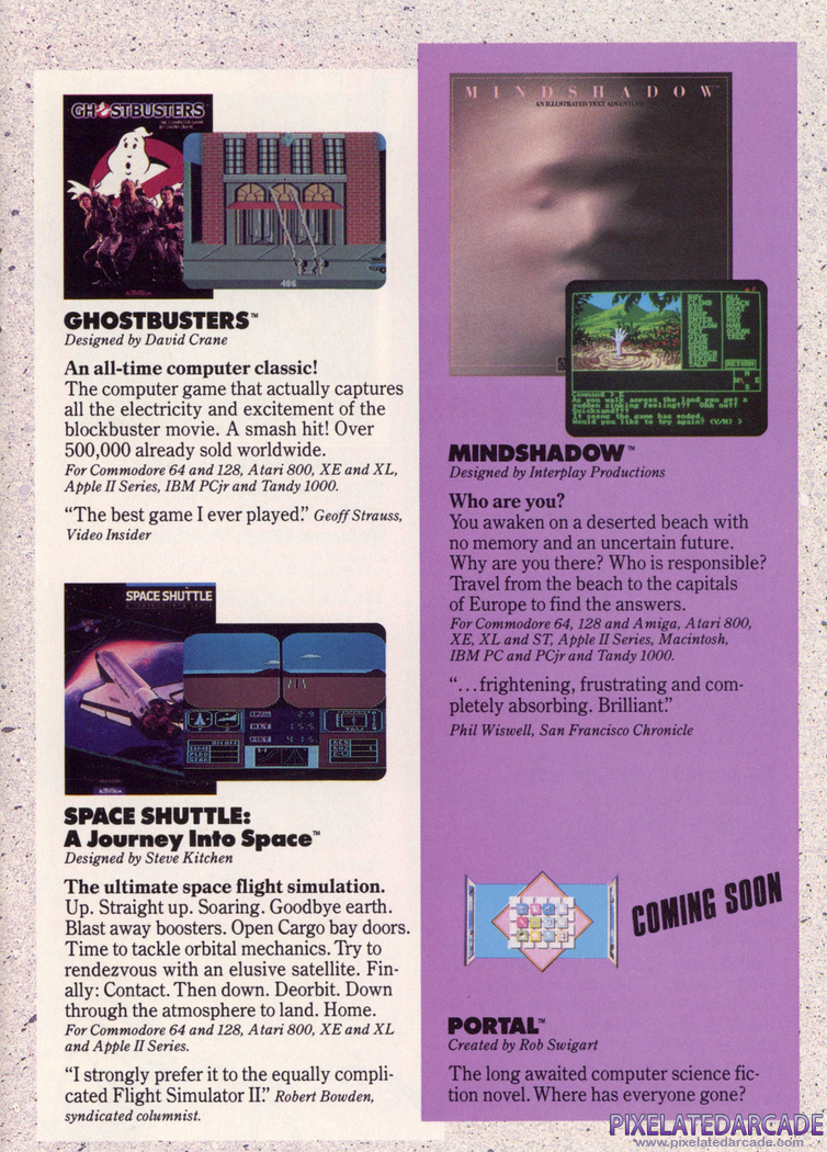 Ghostbusters Advertisement: Activision/Gamestar 1986 product catalog