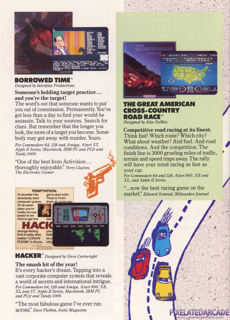 Hacker Advertisement: Activision/Gamestar 1986 product catalog