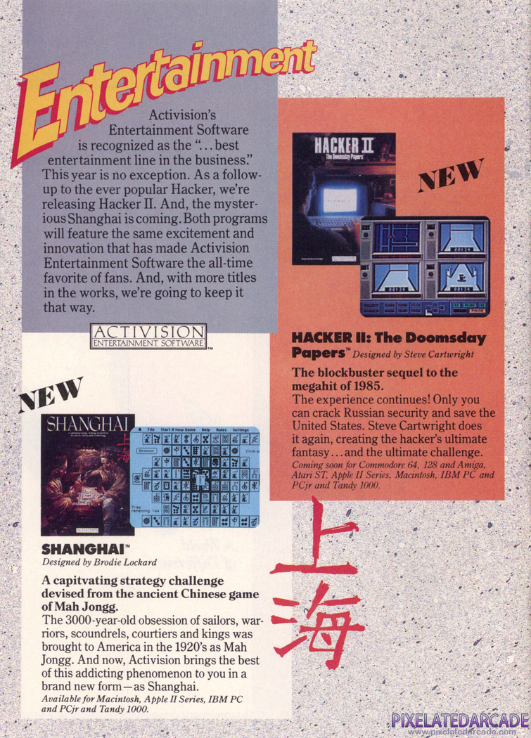 Shanghai Advertisement: Activision/Gamestar 1986 product catalog