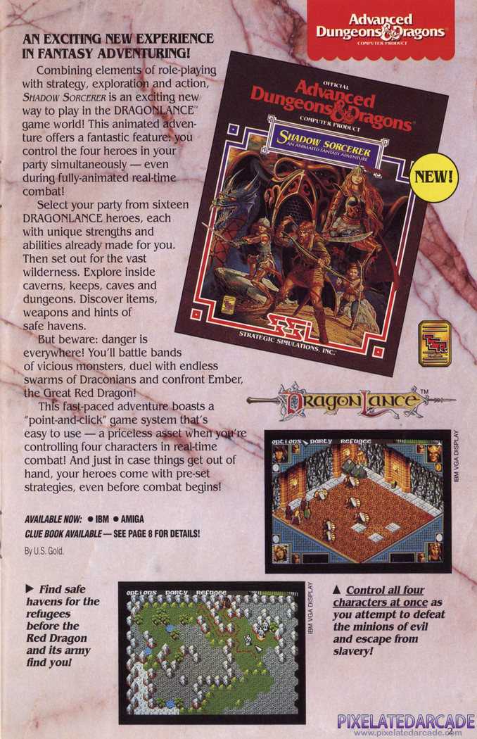 Shadow Sorcerer Advertisement: SSI 1992 product catalog