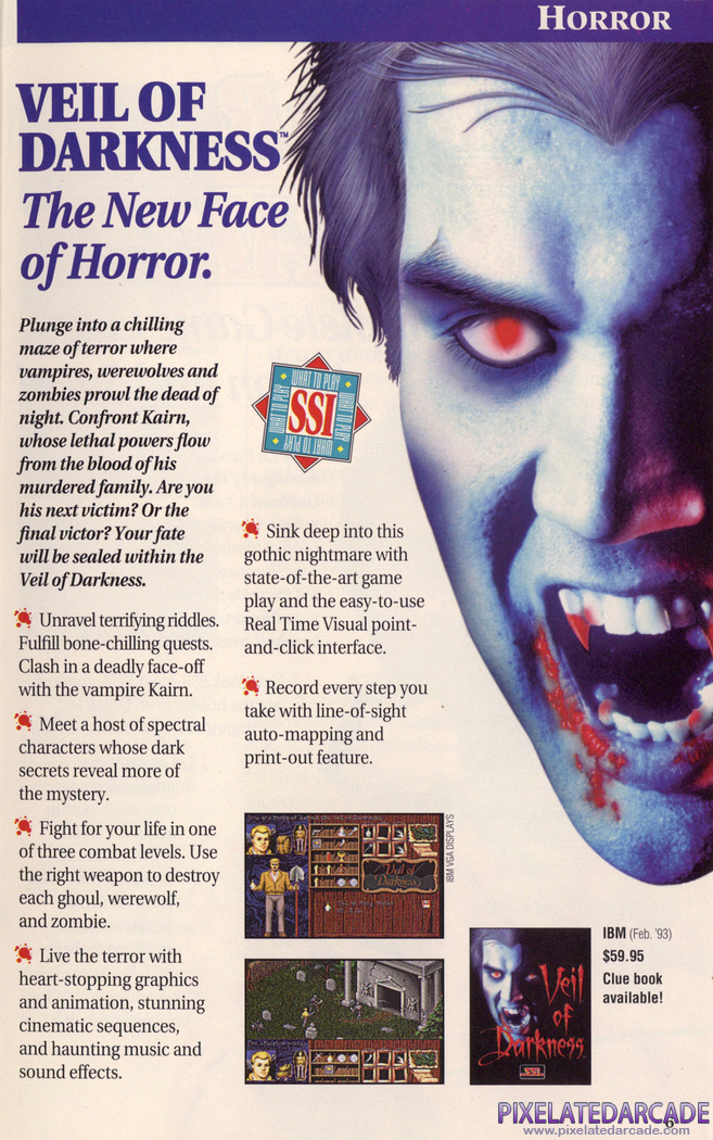 Veil of Darkness Advertisement: SSI Spring 1993 product catalog