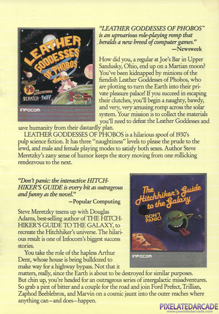 Leather Goddesses of Phobos Advertisement: Leather Goddesses of Phobos in the Infocom 1987 product catalog