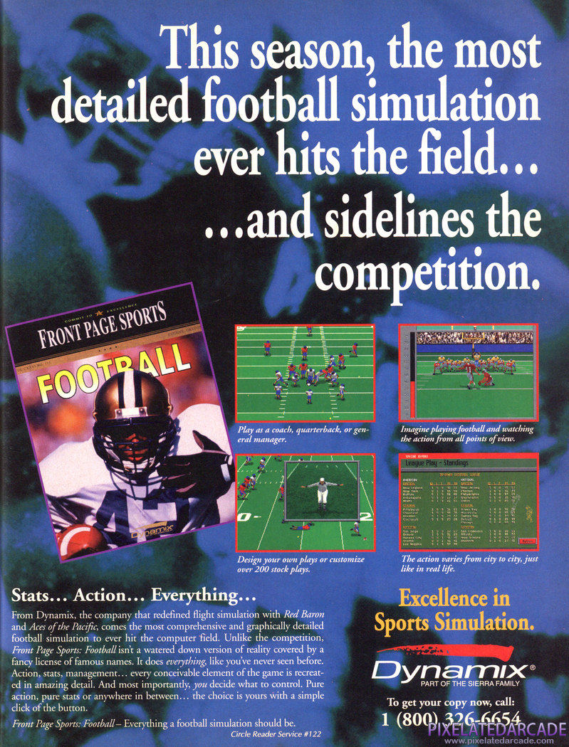 Front Page Sports: Football Advertisement: November 1992 magazine ad
