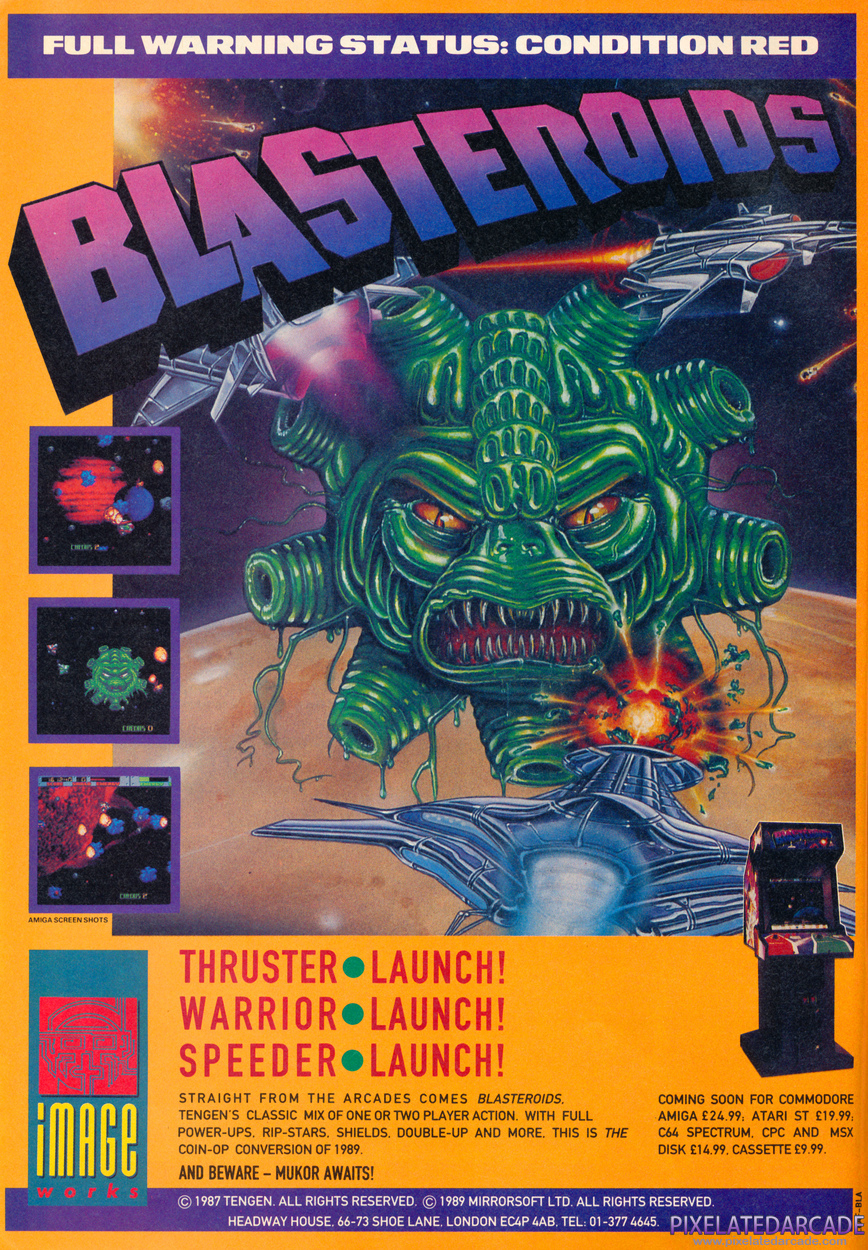 Blasteroids Advertisement: April 1989 magazine ad