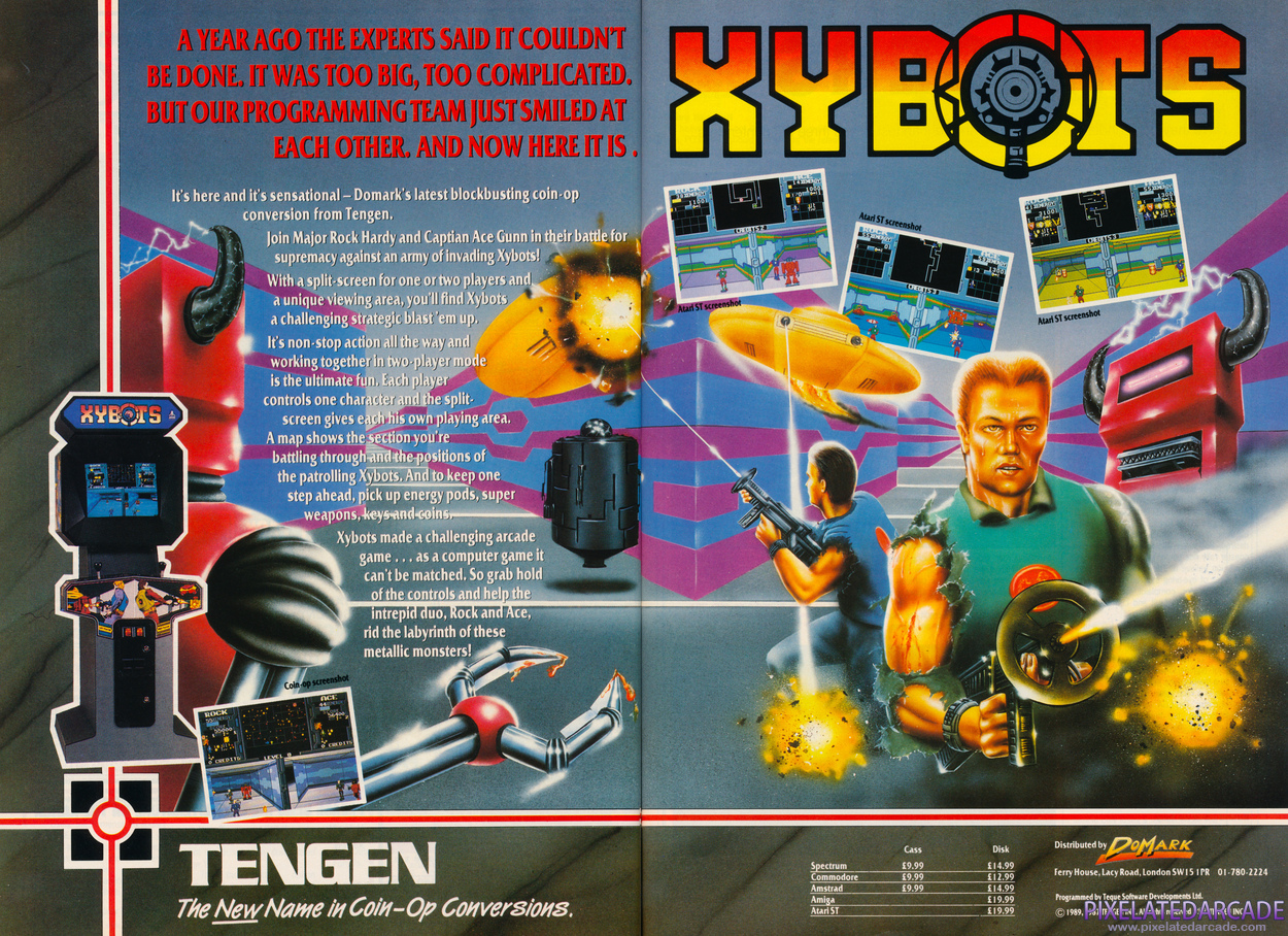 Xybots Advertisement: July 1989 magazine ad