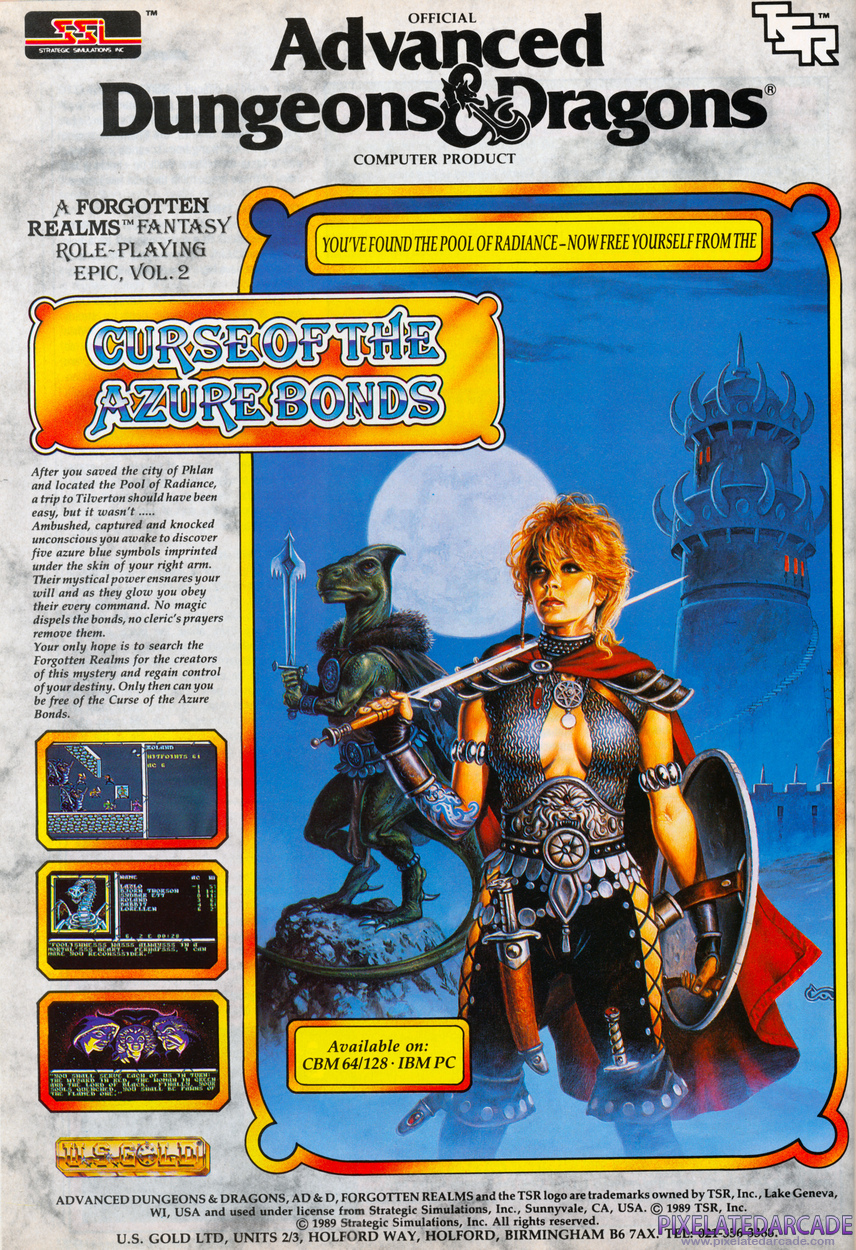 Curse of the Azure Bonds Advertisement: July 1989 magazine ad