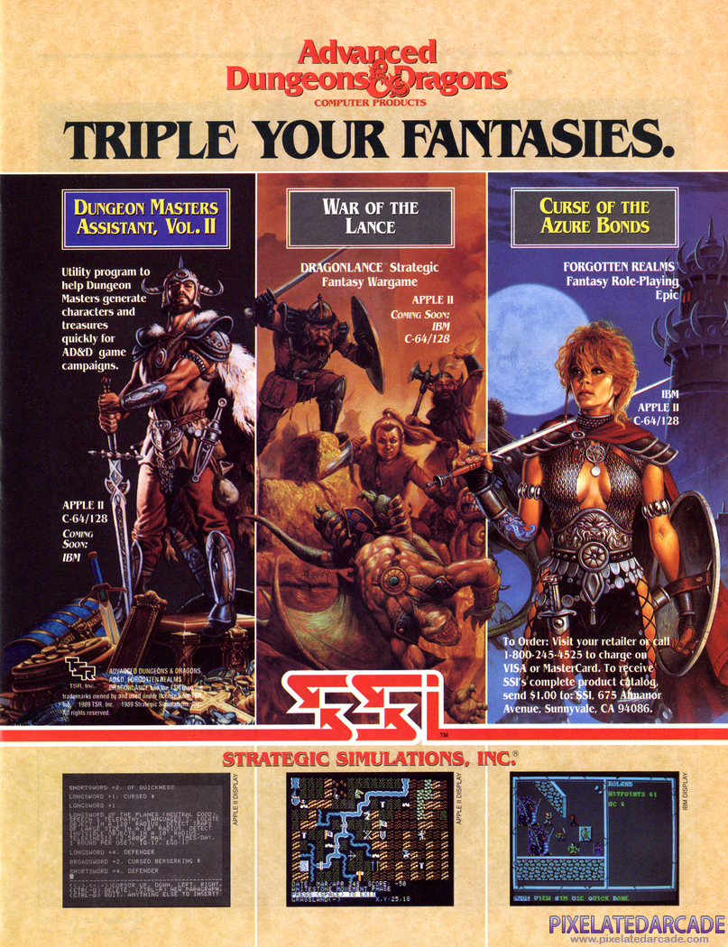 Curse of the Azure Bonds Advertisement: SSI January 1990 magazine ad