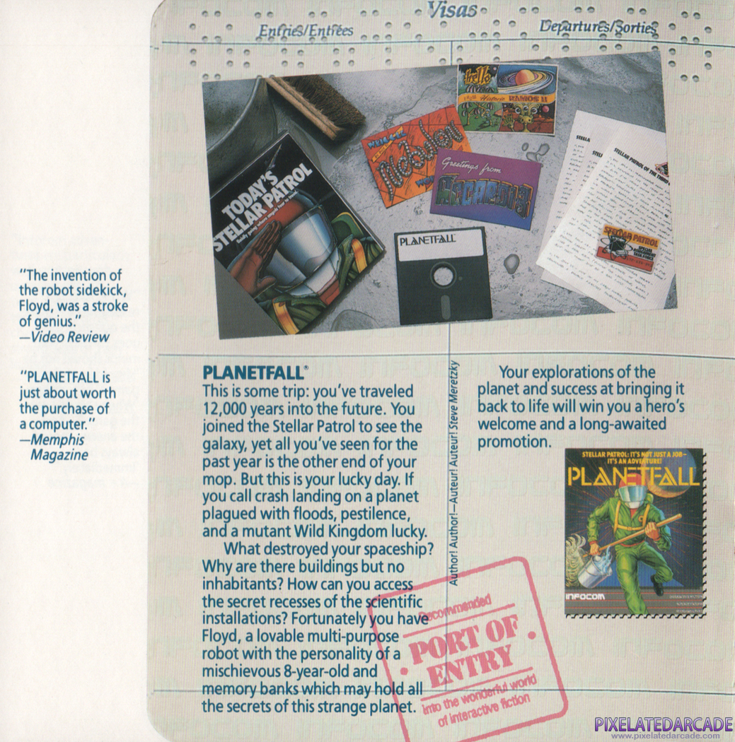 Planetfall Advertisement: Planetfall in the Infocom product catalog