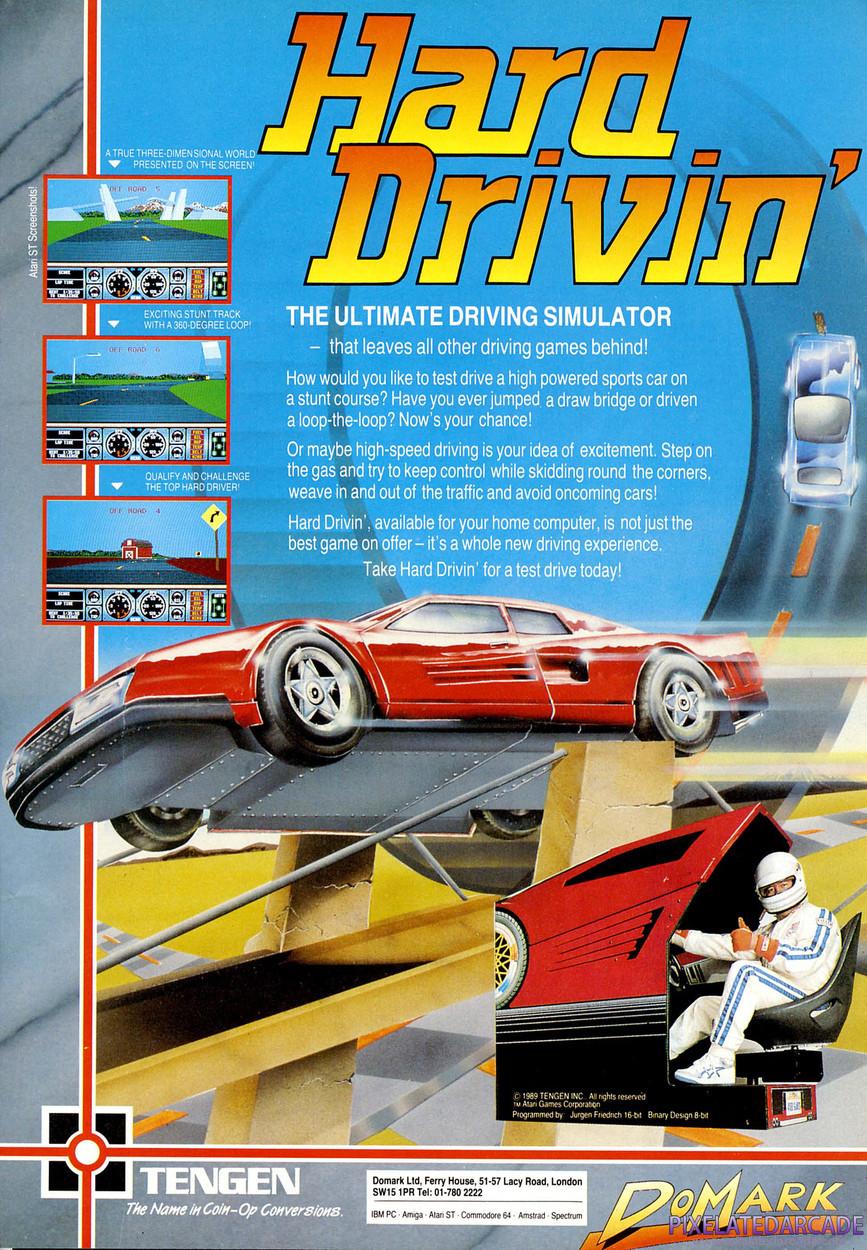 Hard Drivin' Advertisement: December 1989 magazine ad