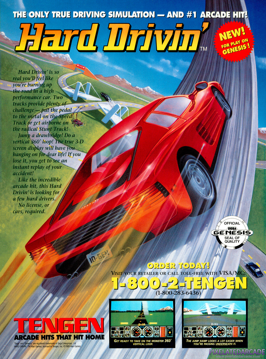 Hard Drivin' Advertisement: January 1991 magazine ad
