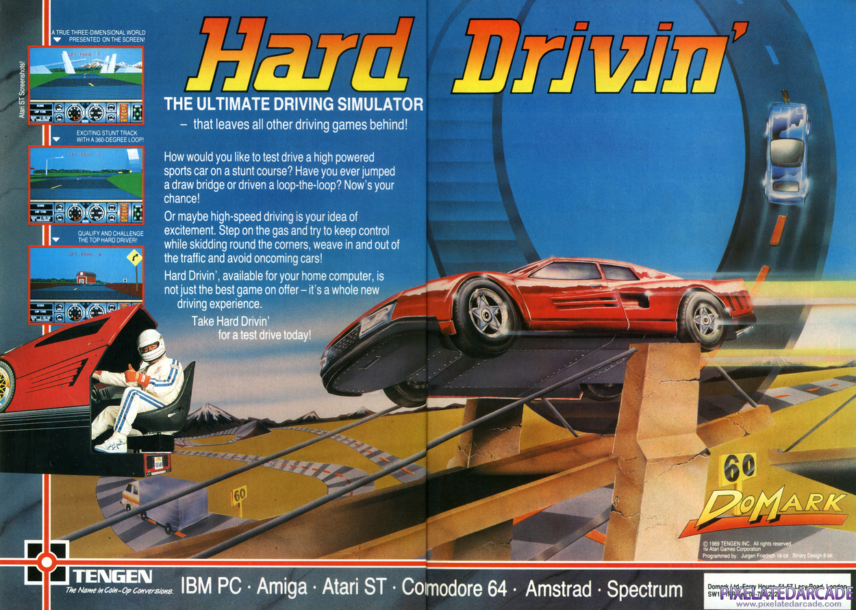 Hard Drivin' Advertisement: November 1989 magazine ad