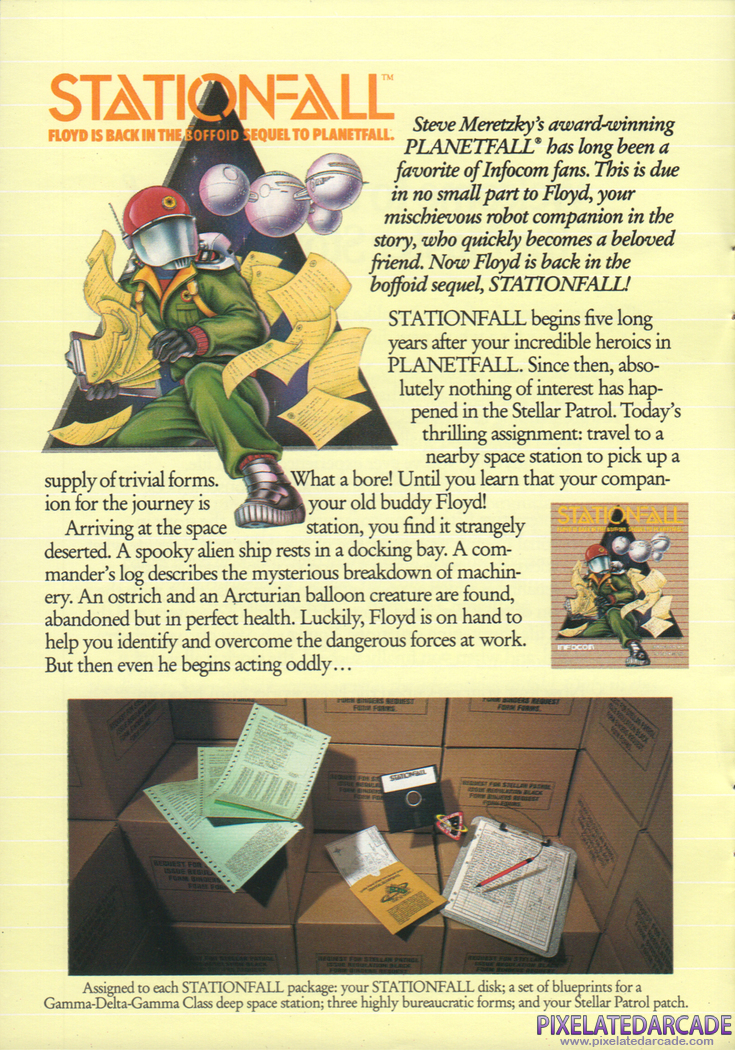 Stationfall Advertisement: Stationfall in the Infocom 1987 product catalog