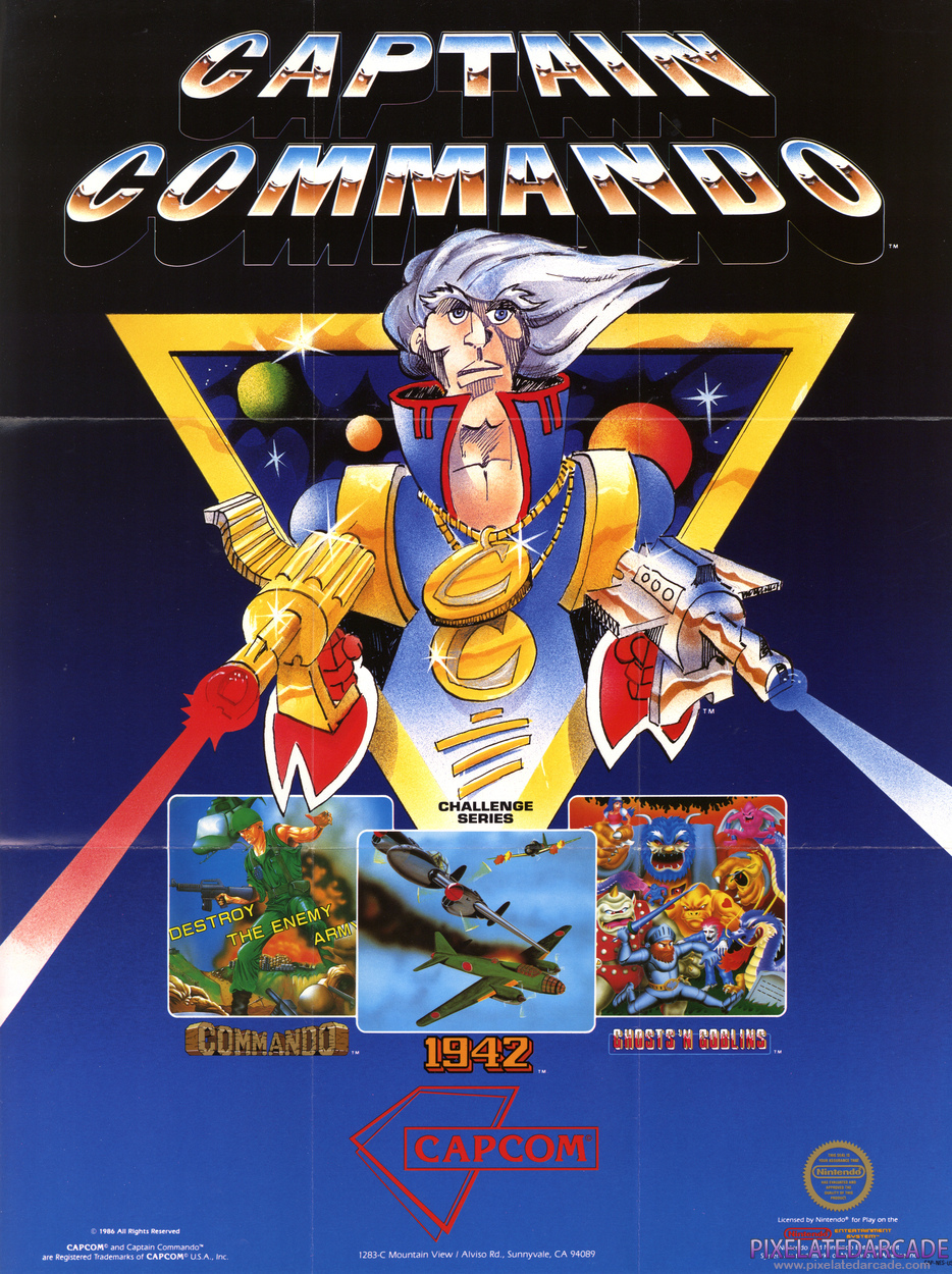 1942 Advertisement: Capcom 1986 Captain Commando poster