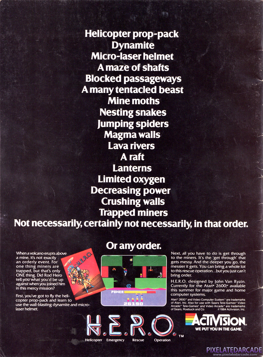 H.E.R.O. Advertisement: July 1984 magazine ad