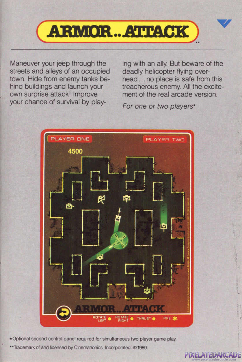 Armor Attack Advertisement: Vectrex 1982 product catalog