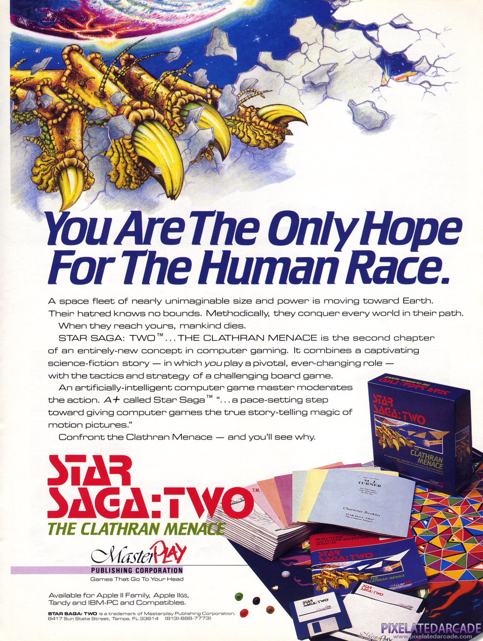 Star Saga: Two - The Clathran Menace Advertisement: September 1989 magazine ad