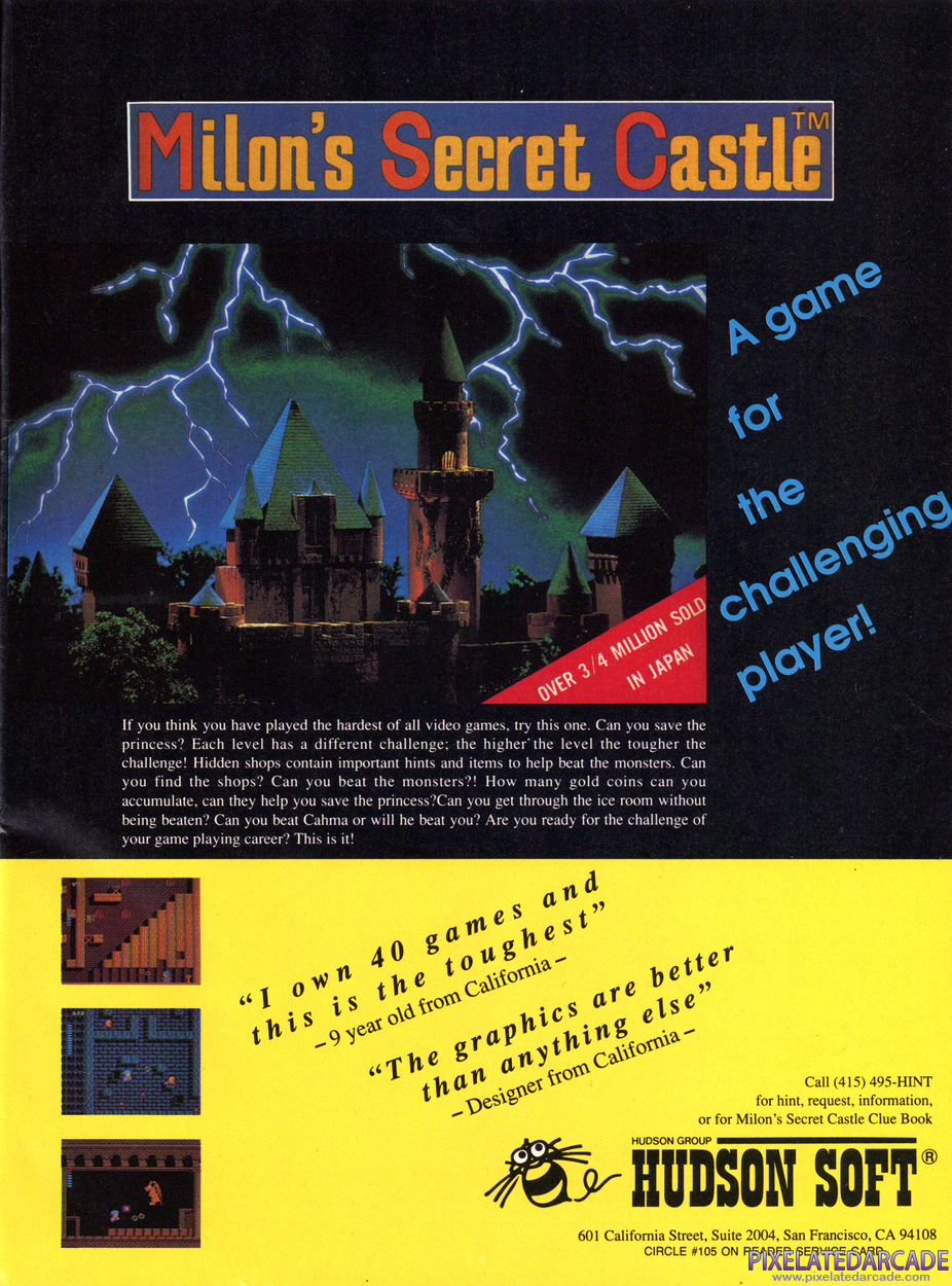 Milon's Secret Castle Advertisement: April 1989 magazine ad
