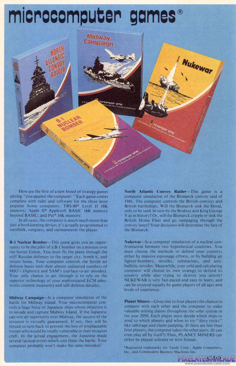 North Atlantic Convoy Raider Advertisement: Avalon Hill 1982 product catalog