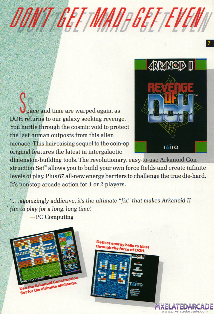 Arkanoid 2: Revenge of DOH Advertisement: Taito Spring/Summer 1990 product catalog