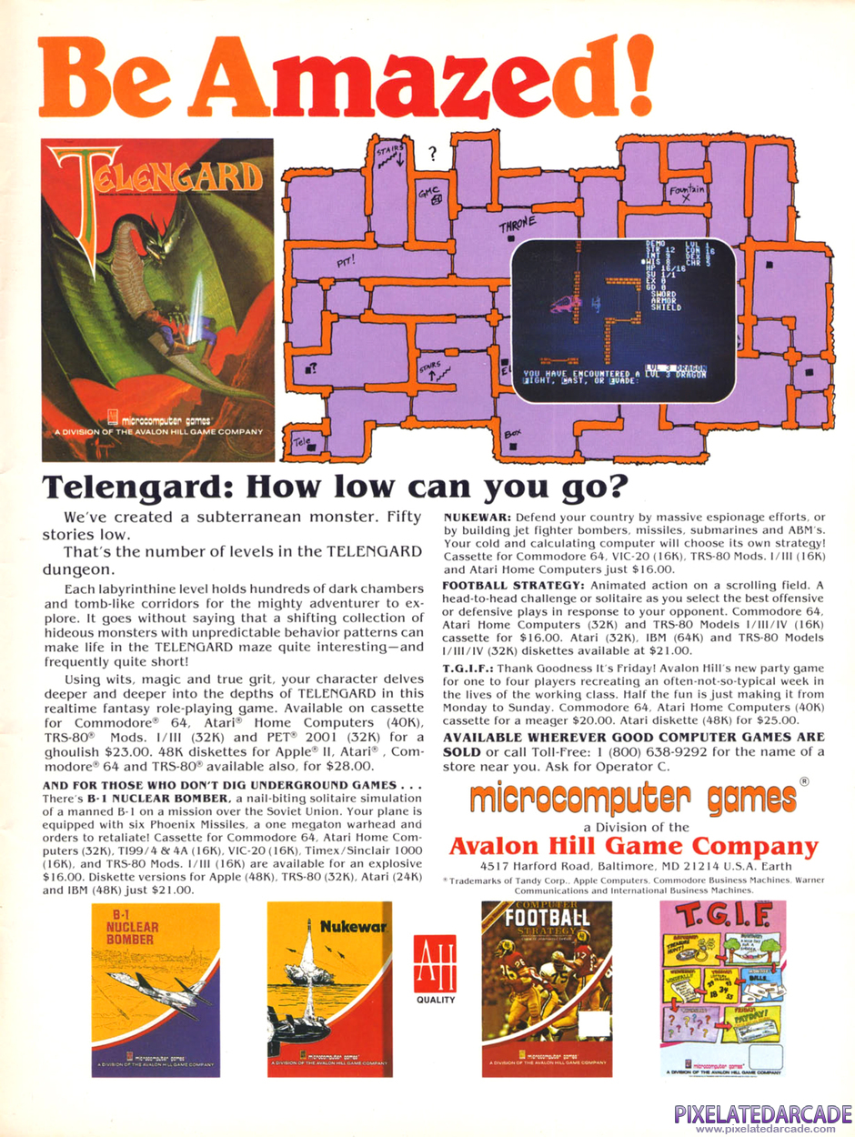Telengard Advertisement: October 1983 magazine ad