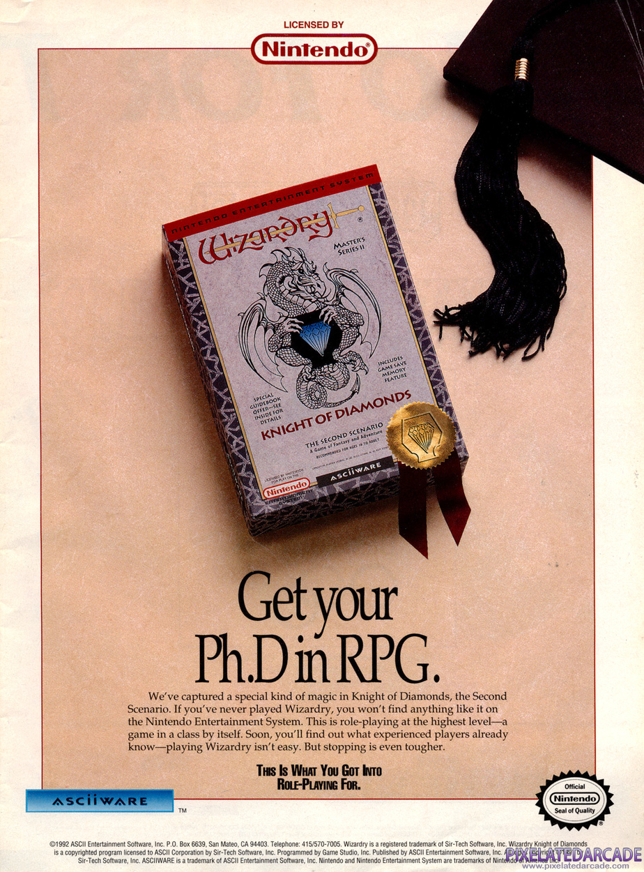 Wizardry: Knight of Diamonds - The Second Scenario Advertisement: July 1992 magazine ad