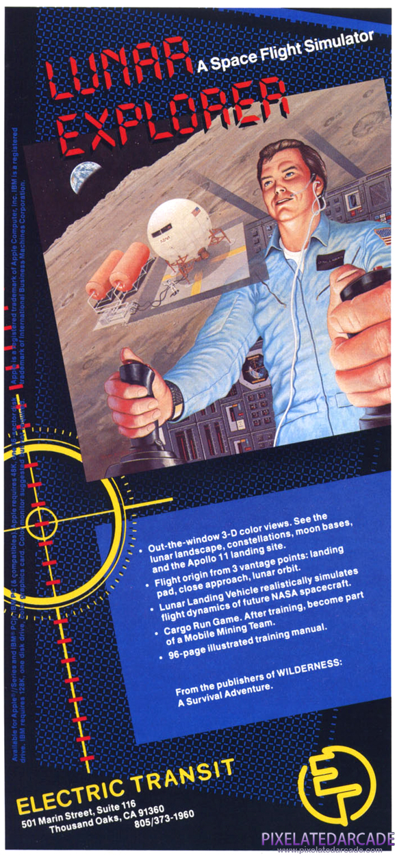 Lunar Explorer: A Space Flight Simulator Advertisement: January - February 1987 magazine ad