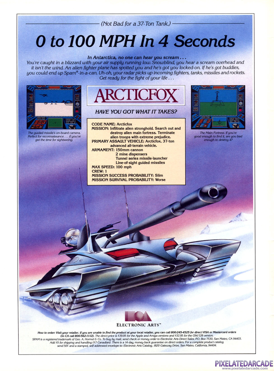 Arcticfox Advertisement: January - February 1987 magazine ad