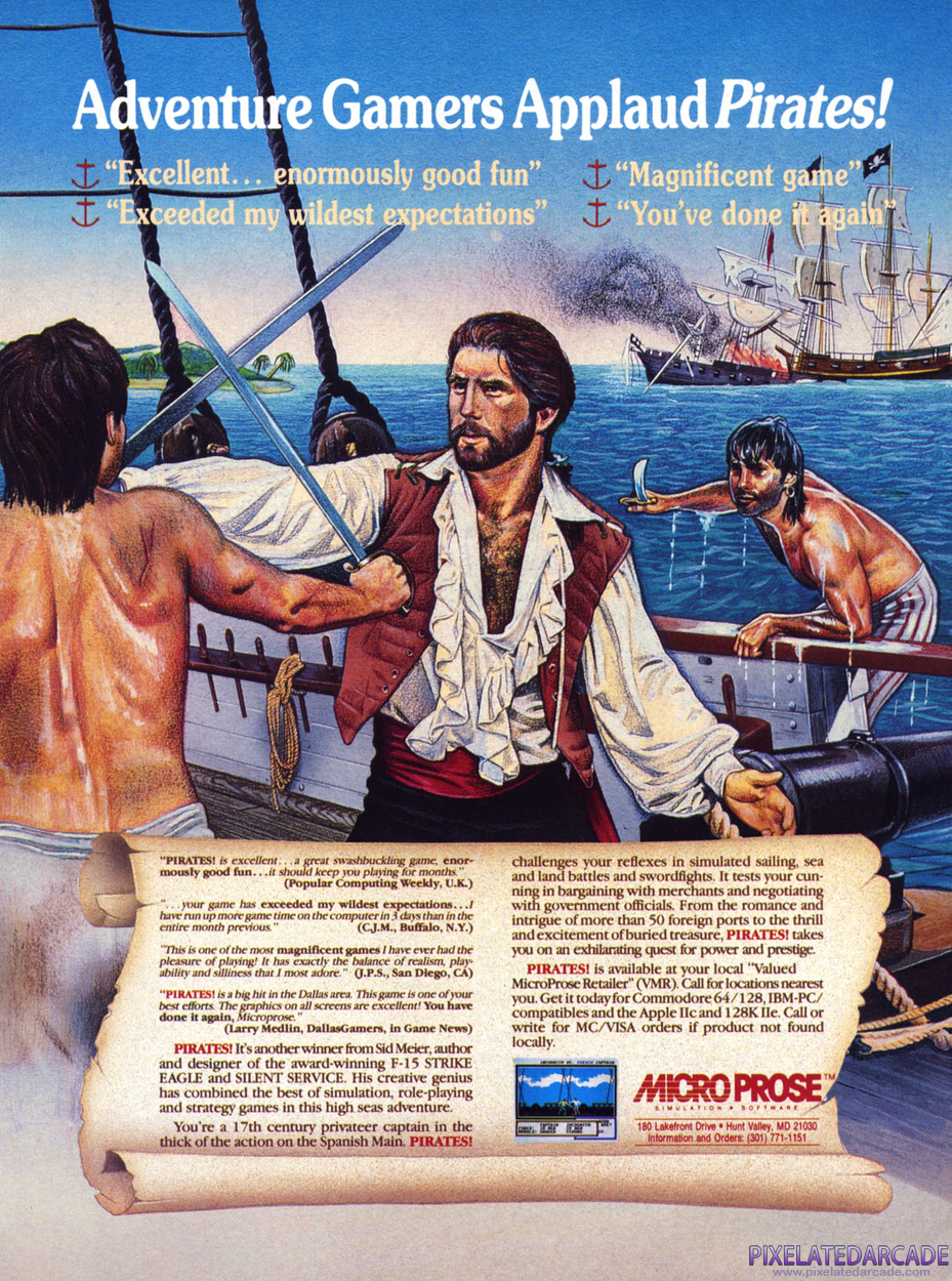 Sid Meier's Pirates! Advertisement: January 1988 magazine ad