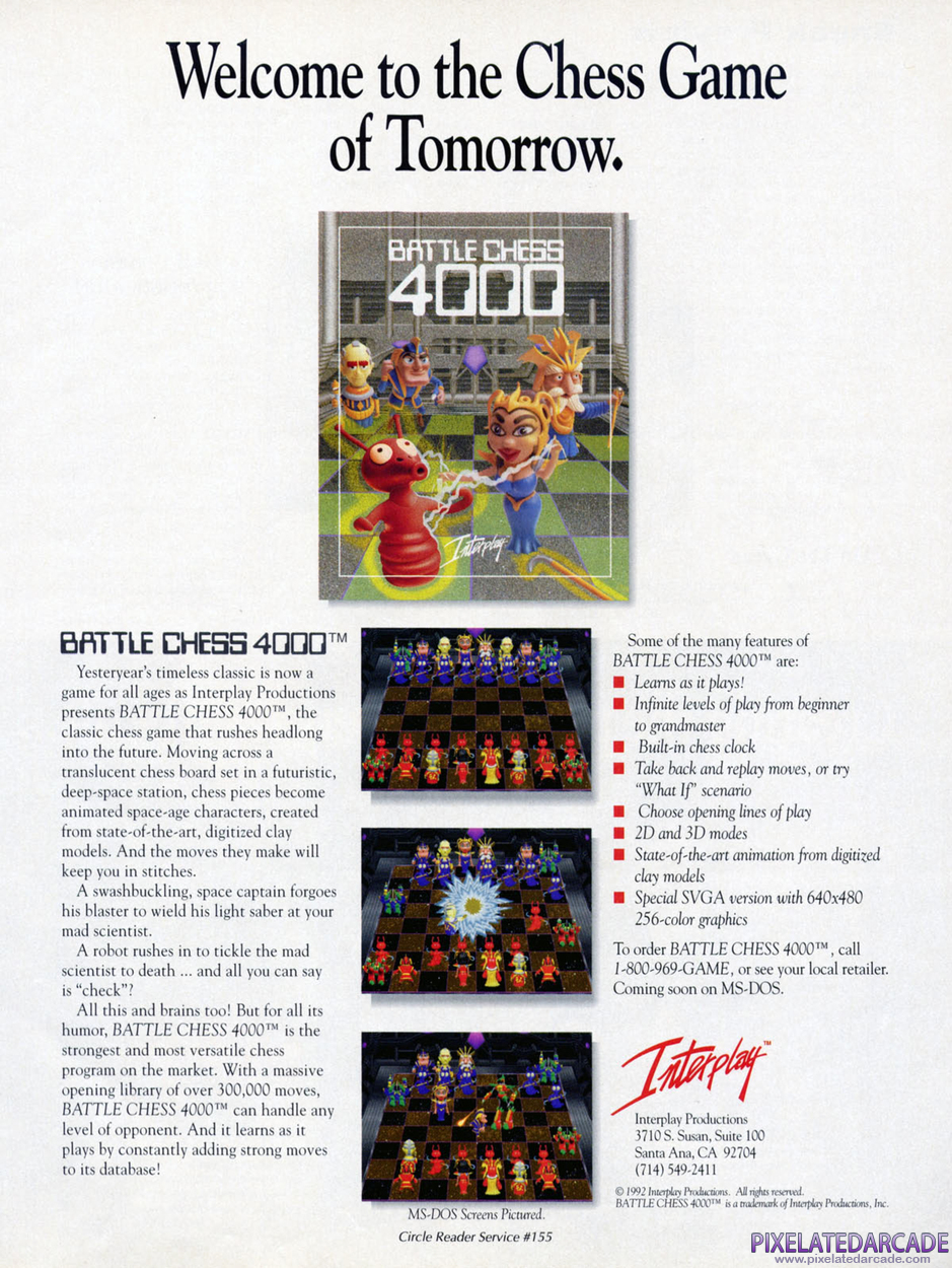 Battle Chess 4000 Advertisement: November 1992 magazine ad