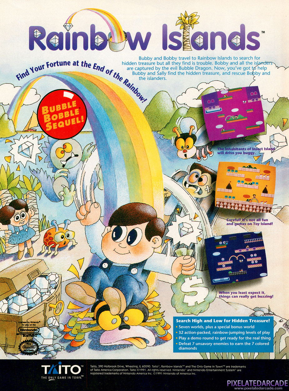 Rainbow Islands Advertisement: August 1991 magazine ad