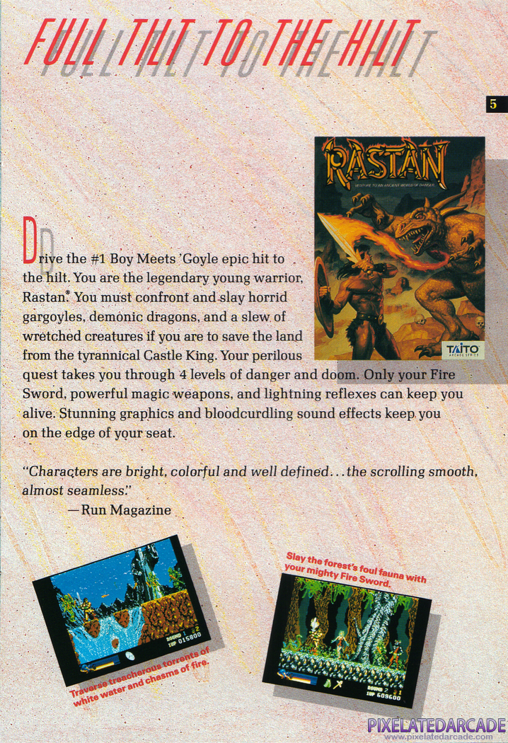 Rastan Advertisement: Taito Spring/Summer 1990 product catalog