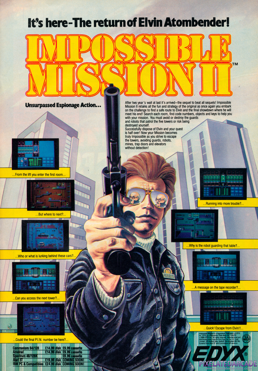 Impossible Mission II Advertisement: March 1988 magazine ad