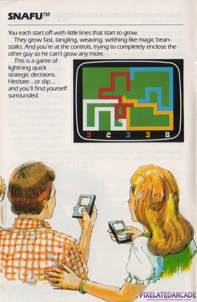 Snafu Advertisement: Snafu in the Mattel Electronics product catalog