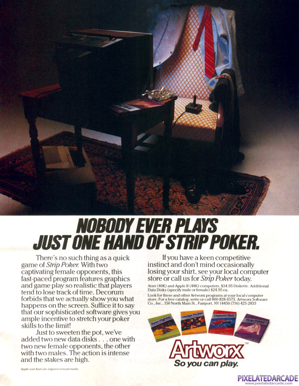 Strip Poker: A Sizzling Game of Chance Advertisement: May 1983 magazine ad