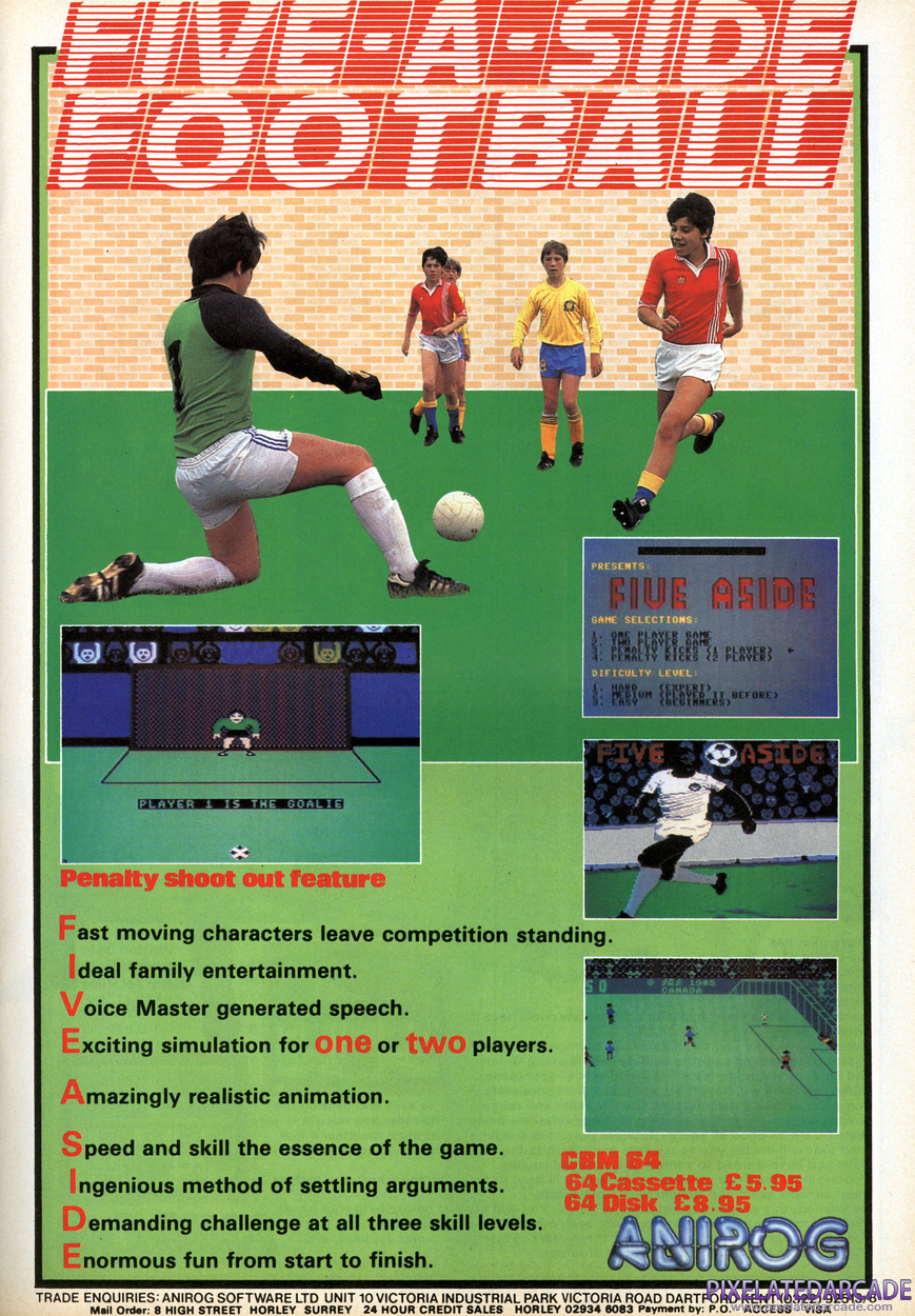 Five-a-Side Soccer Advertisement: August 1985 magazine ad