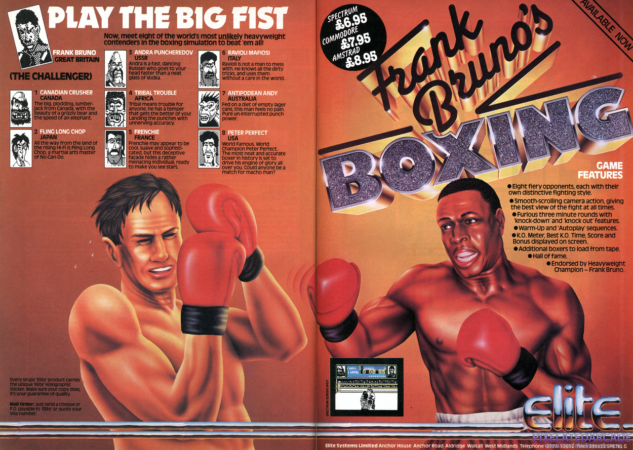 Frank Bruno's Boxing Advertisement: August 1985 magazine ad