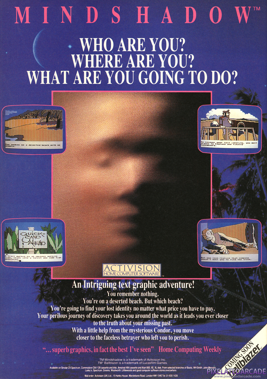 Mindshadow Advertisement: November 1985 magazine ad