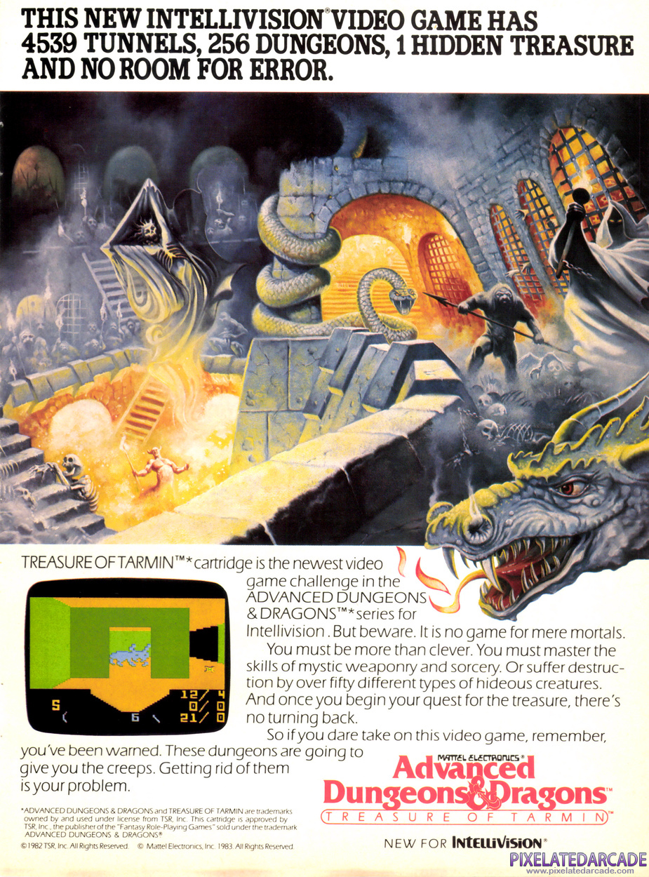 Advanced Dungeons & Dragons: Treasure of Tarmin Cartridge Advertisement: November 1983 magazine ad Advanced Dungeons & Dragons: Treasure of Tarmin Cartridge Advertisement: November 1983 magazine ad