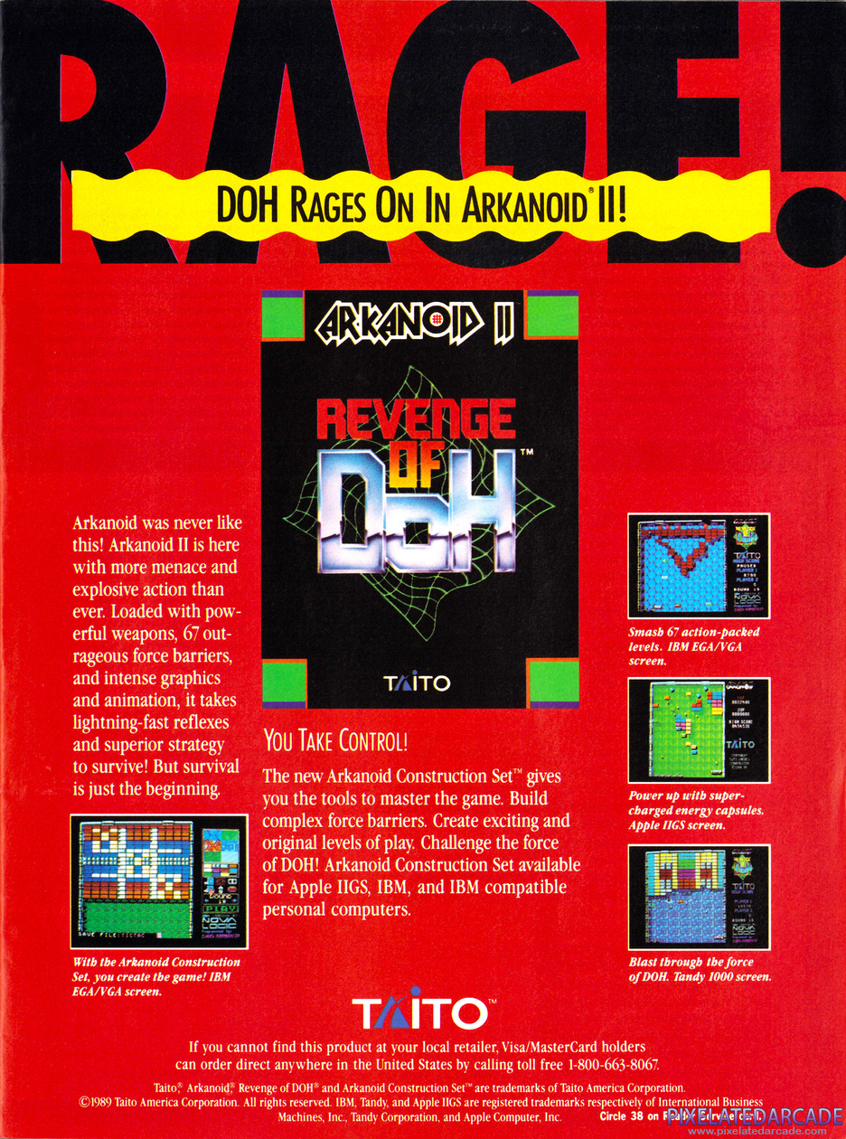Arkanoid 2: Revenge of DOH Advertisement: Fall 1989 magazine ad