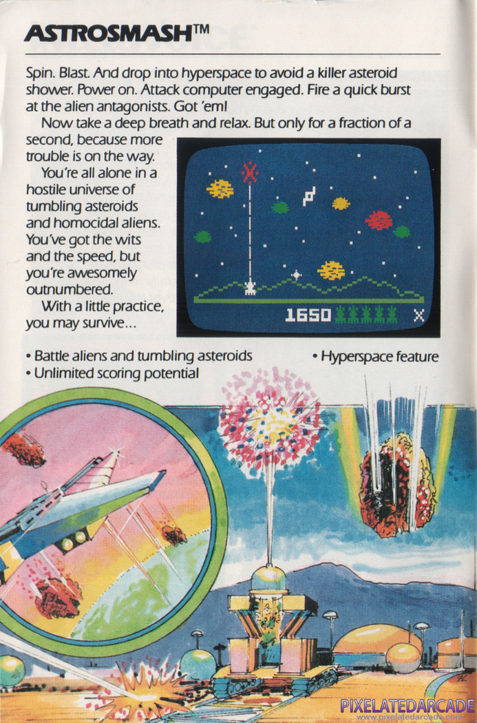 Astrosmash Advertisement: Astrosmash in the Mattel Electronics product catalog