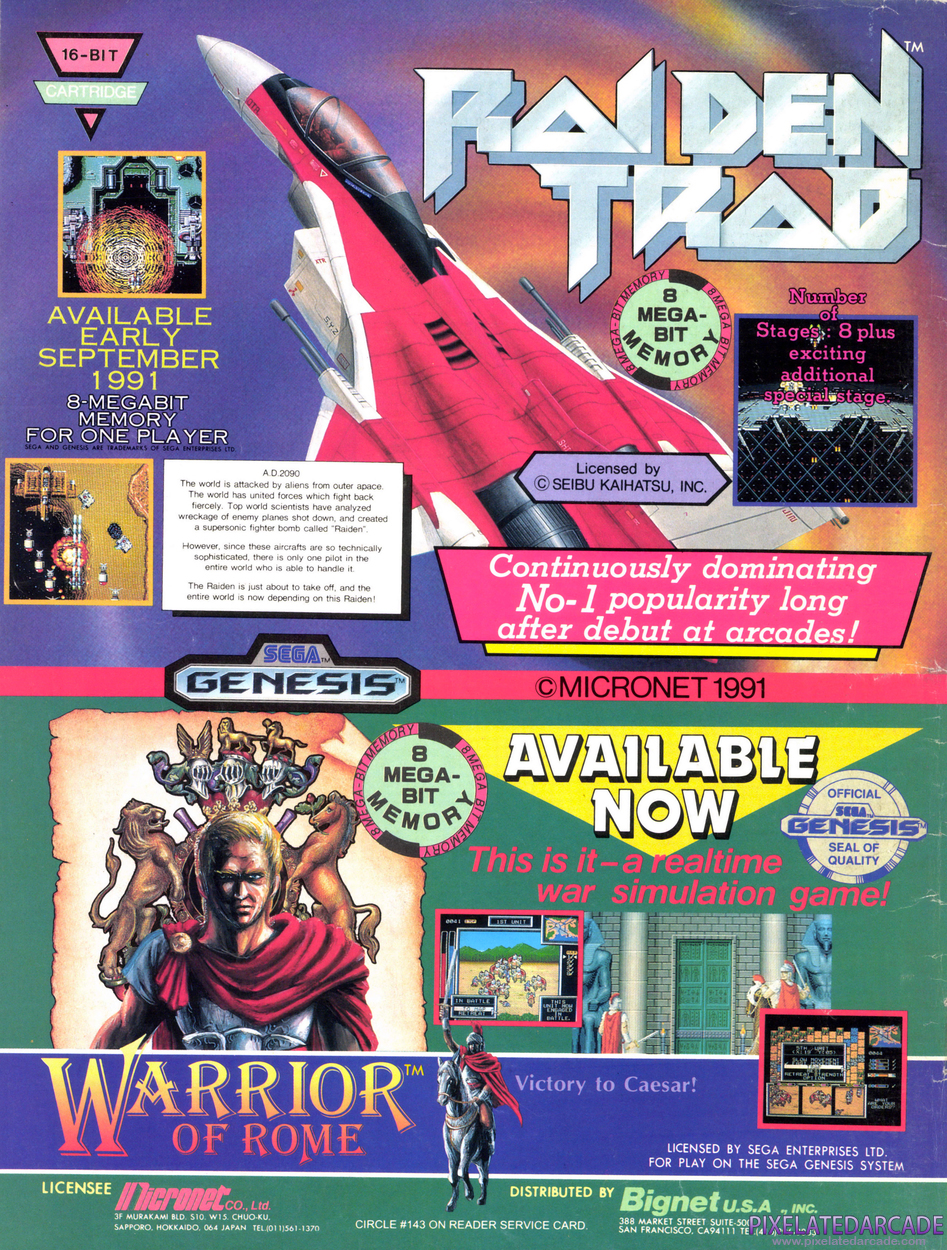 Raiden Advertisement: August 1991 magazine ad