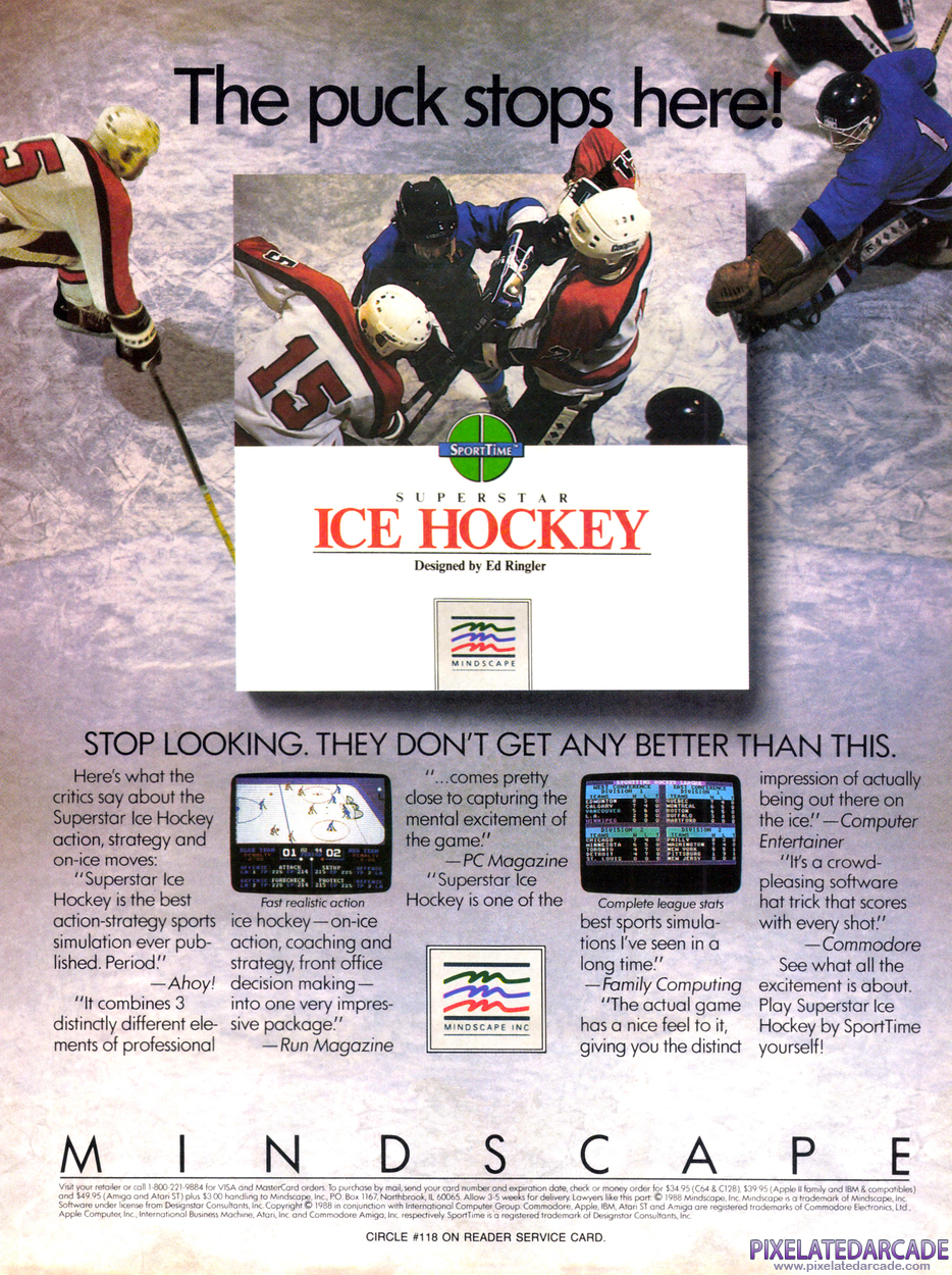 Superstar Ice Hockey Advertisement: February 1989 magazine ad