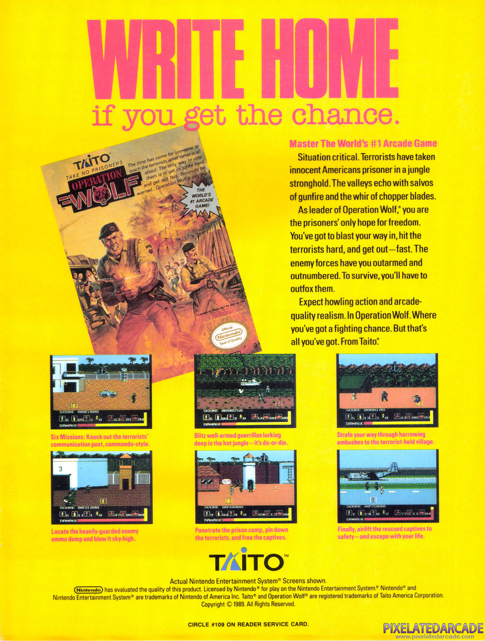Operation Wolf Advertisement: March 1990 magazine ad